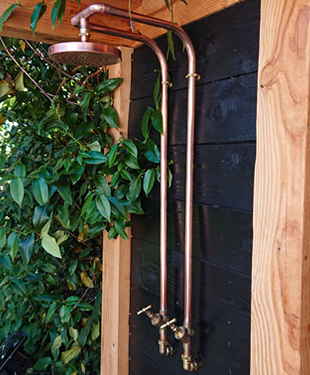 Outdoor shower, koperen AAL design